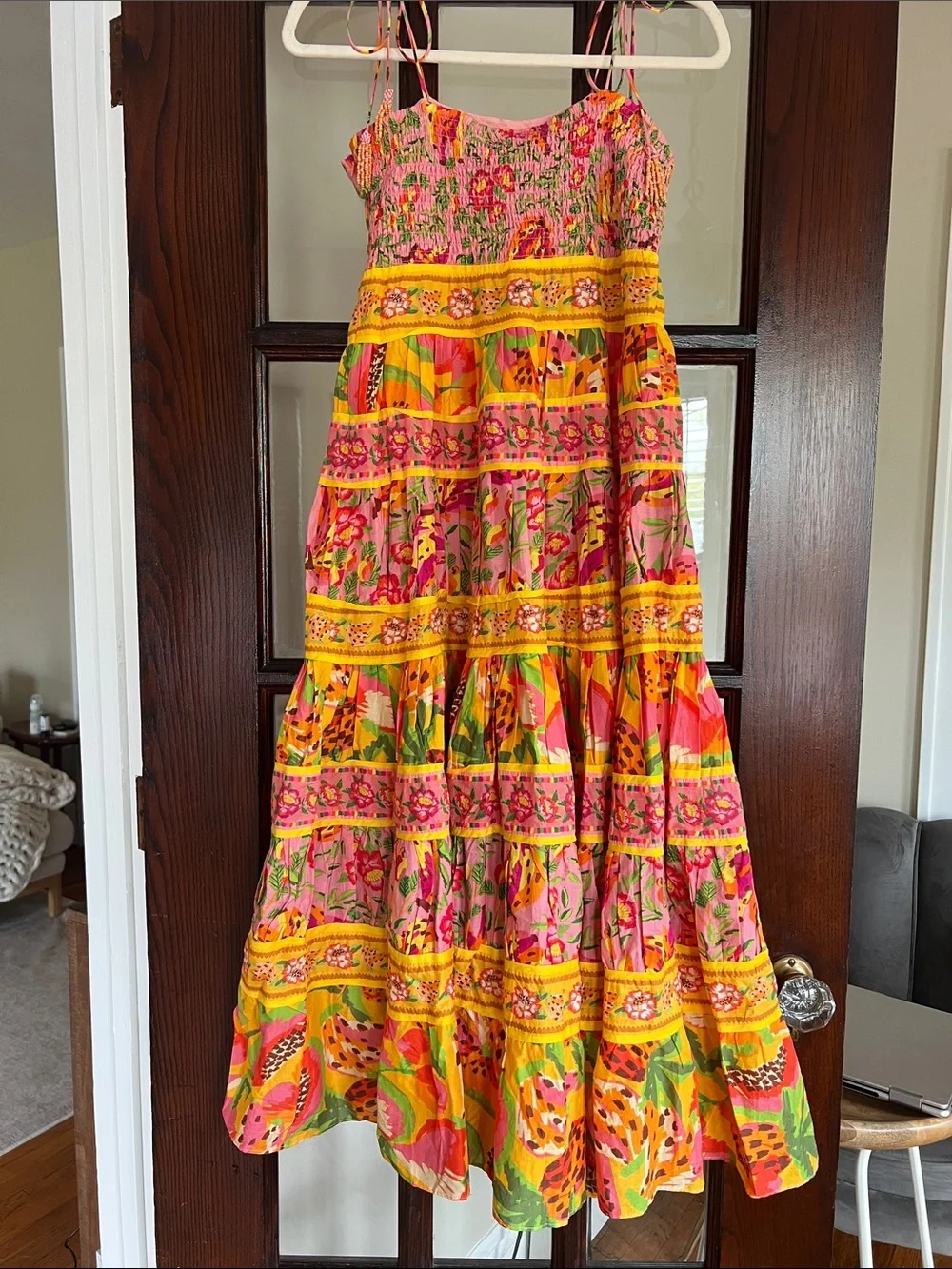 FARM Rio NWT! Pink & Yellow Floral Tiered Sundress - Picture 9 of 14